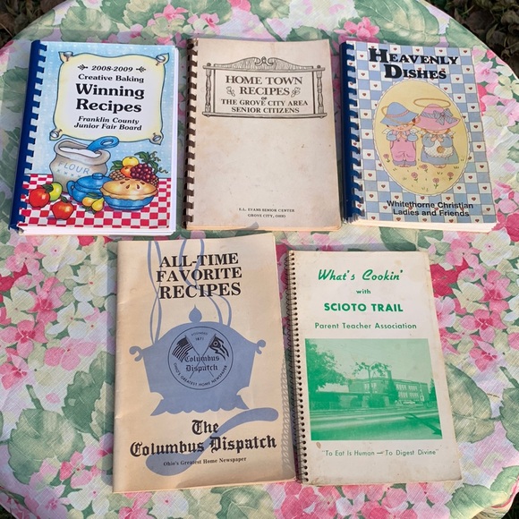 Vintage Kitchen Vintage Set Of 5 Church Recipe Books Cookbooks